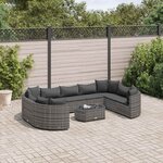 vidaXL Salon de jardin avec coussins 10 Pièces gris résine tressée