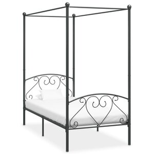 vidaXL Cadre de lit à baldaquin sans matelas gris métal 90x200 cm