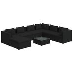 vidaXL Salon de jardin 8 Pièces avec coussins Résine tressée Noir
