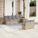 vidaXL Salon de jardin avec coussins 9 Pièces beige résine tressée