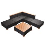 vidaXL Salon de jardin 6 Pièces avec coussins résine tressée noir