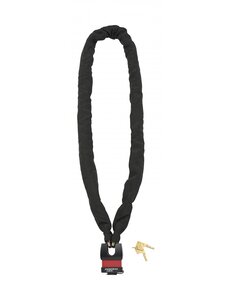 THIRARD - Chaîne acier gainé nylon Loops  vélo  moto  barrières  1.5m  noir  cadenas  2 clés