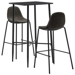 vidaXL Ensemble de bar 3 Pièces Tissu Gris foncé