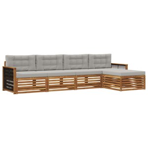 vidaXL Ensemble de canapés d'extérieur 5 Pièces Naturel et gris clair