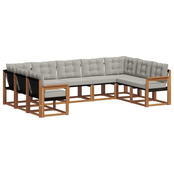 vidaXL Ensemble de canapés d'extérieur 9 pc Gris Naturel et Clair