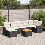 vidaXL Salon de jardin 8 Pièces avec coussins noir résine tressée
