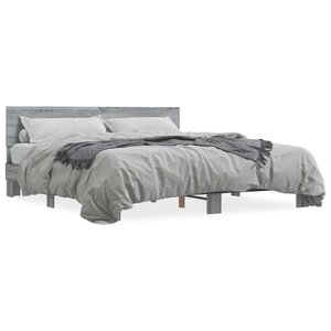 vidaXL Cadre de lit sans matelas sonoma gris 200x200 cm