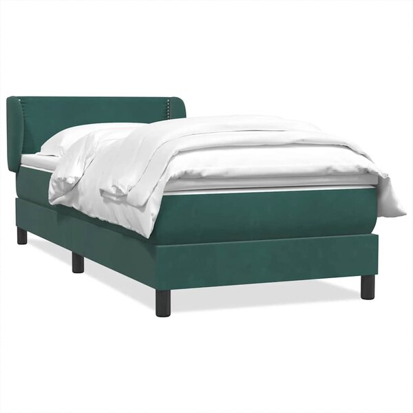 vidaXL Sommier à lattes de lit et matelas vert foncé 90x210 cm velours