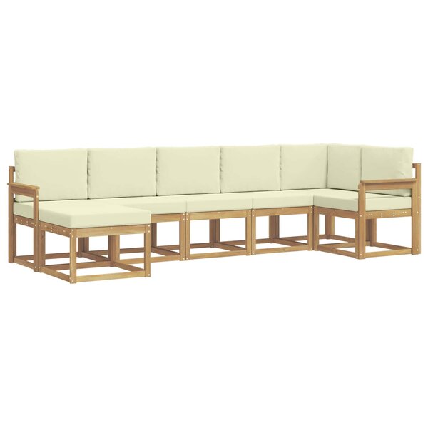 vidaXL Ensemble de canapés d'extérieur 7 pc Blanc et crème Polyester