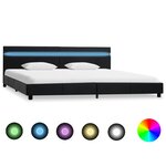 vidaXL Cadre de lit avec LED et tête de lit Noir 180x200 cm Similicuir