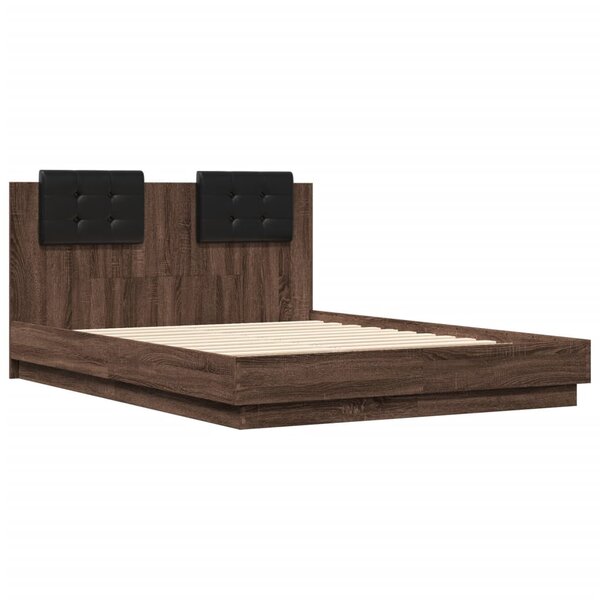 vidaXL Cadre de lit avec tête de lit chêne marron 120x190 cm