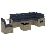 vidaXL Salon de jardin 7 Pièces avec coussins gris résine tressée