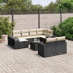 vidaXL Salon de jardin 11 Pièces avec coussins noir résine tressée