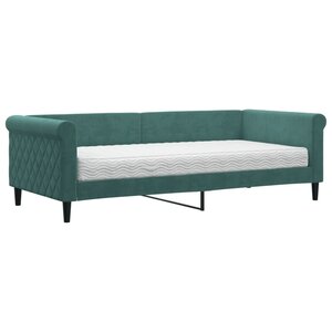 vidaXL Lit de jour avec matelas vert foncé 90x200 cm velours