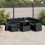 vidaXL Salon de jardin 8 Pièces avec coussins noir résine tressée