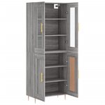 vidaXL Buffet haut Sonoma gris 69 5x34x180 cm Bois d'ingénierie