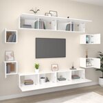 vidaXL Ensemble de meubles TV 8 Pièces Blanc Bois d'ingénierie