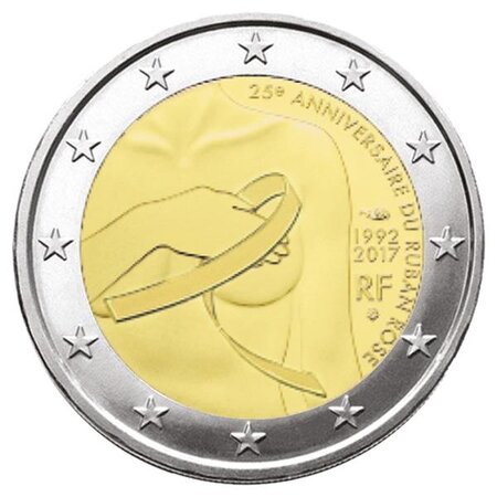 Pièce 2€ commémorative france (lutte cancer sein) 2017