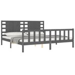 vidaXL Cadre de lit avec tête de lit gris 200x200 cm bois massif