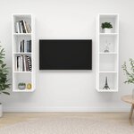 vidaXL Meubles TV muraux 2 Pièces Blanc Bois d'ingénierie