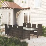 vidaXL Ensemble à manger d'extérieur avec coussins 9Pièces Résine tressée