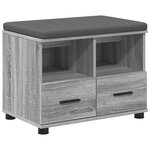 vidaXL Banc d'entrée avec coussin Gris Sonoma 60 x 38 x 46 cm