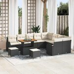 Ensemble de canapé de jardin 12 pièces vidaXL avec coussins noir poly rattan acacia