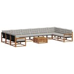 vidaXL Ensemble de canapés d'extérieur 11 Pièces Gris Naturel et Clair