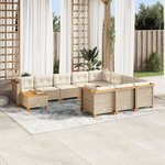 vidaXL Salon de jardin 11 Pièces avec coussins beige résine tressée