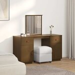 vidaXL Ensemble de coiffeuse et miroir Marron miel Bois de pin solide