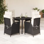 vidaXL Ensemble à manger de jardin coussins 5Pièces Noir Résine tressée