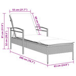 vidaXL Chaise longue avec coussin noir 63x200x81 cm résine tressée