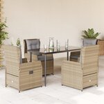 vidaXL Ensemble à manger de jardin avec coussins 5Pièces Beige poly rotin