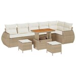 vidaXL Ensemble de canapé de jardin 9 Pièces Beige et crème Poly Rattan