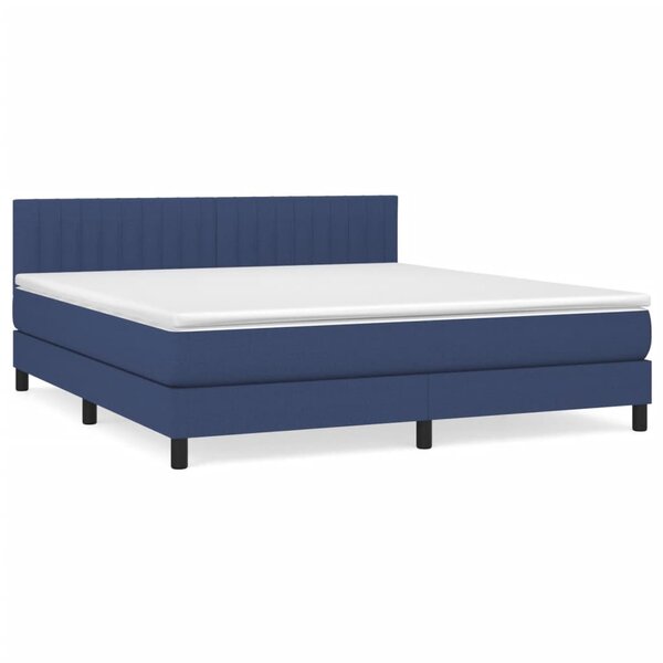 vidaXL Sommier à lattes de lit avec matelas Bleu 160x200 cm Tissu