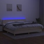 vidaXL Sommier à lattes de lit et matelas et LED Crème 200x200cm Tissu