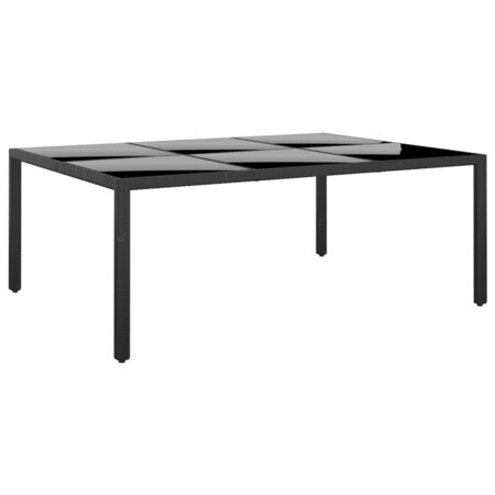 vidaXL Table de jardin 200x150x75 cm Verre trempé/résine tressée Noir