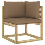 Vidaxl canapés d'angle de jardin 2pièces et coussins pin imprégné de vert