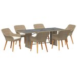 vidaXL Ensemble de salle à manger pour jardin 7 Pièces Beige polyrotin