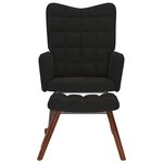 vidaXL Chaise à bascule avec tabouret en velours noir