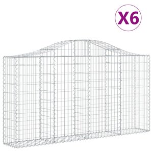 vidaXL Paniers à gabions arqués 6 Pièces 200x30x100/120 cm Fer galvanisé