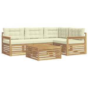 vidaXL Ensemble de canapés d'extérieur 6 Pièces Blanc et crème Polyester