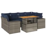 vidaXL Salon de jardin avec coussins 7 Pièces gris résine tressée