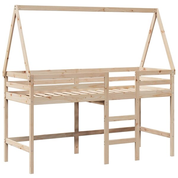 vidaXL Lit superposé et échelle et toit 90x190 cm bois de pin massif