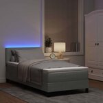 vidaXL Lit à ressort LED avec matelas Gris clair 100 x 200 cm Velours