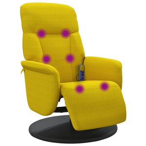 vidaXL Fauteuil inclinable de massage avec repose-pied jaune velours