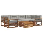 vidaXL Ensemble de canapés d'extérieur 7 Pièces Gris Naturel et Clair