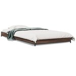 vidaXL Cadre de lit chêne marron 75x190 cm bois d'ingénierie et métal
