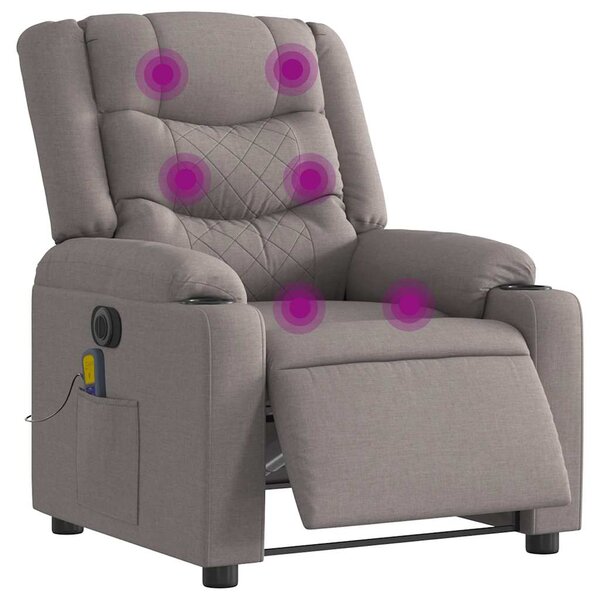 vidaXL Fauteuil de massage inclinable électrique Taupe Tissu