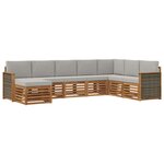 vidaXL Ensemble de canapés d'extérieur 6 pc Naturel et gris clair